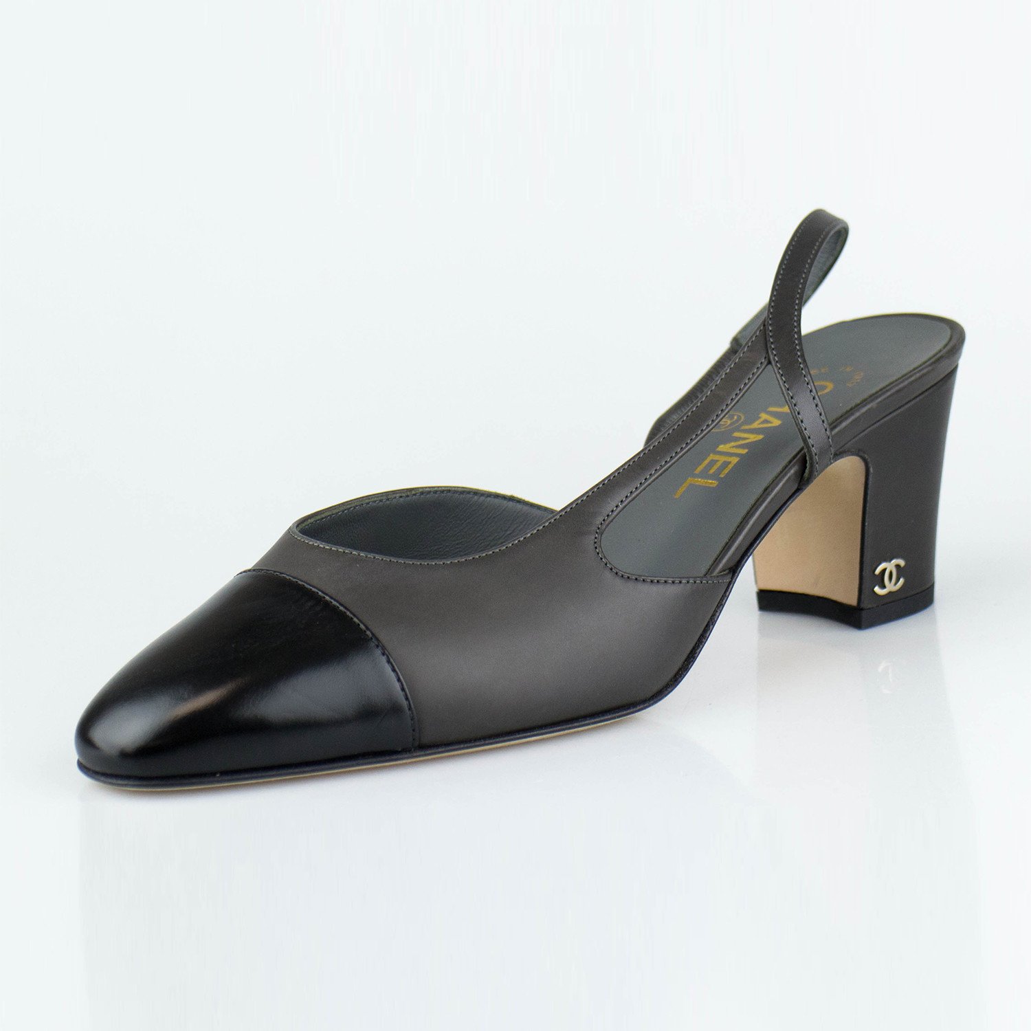 Chanel Cap-Toe Slingback Pumps in Grey & Black — UFO No More Chanel Cap-Toe Slingback Pumps in Grey & Black — UFO No More